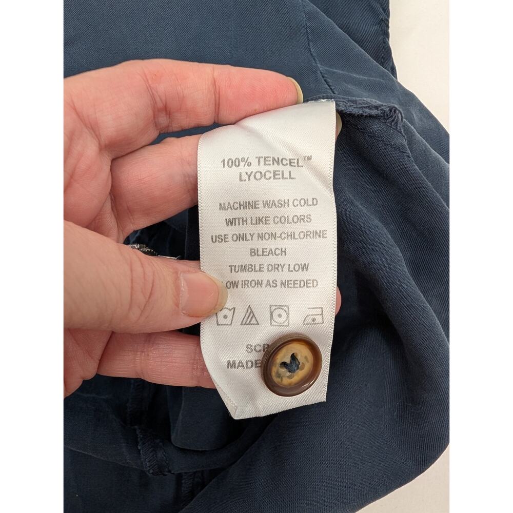 NWT Quince Vintage Wash Tencel Button Front Dress Midnight Blue L Office Career - Picture 9 of 10